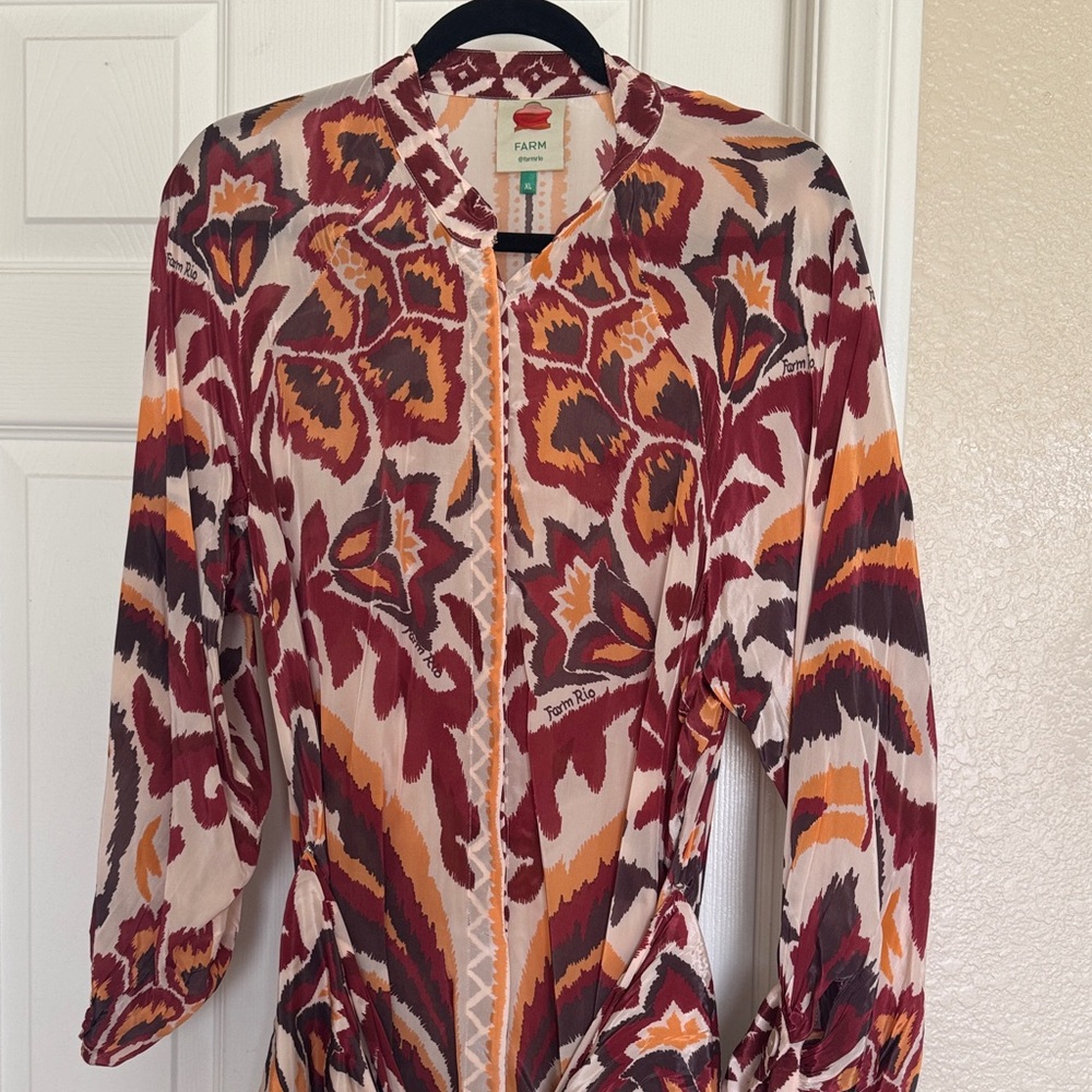 Farm Rio Floral Long Sleeve dress XL